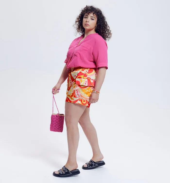 Women Patterned Satin Cargo Shorts 8211 Imprime Rose Promod Shorts Women Patterned Satin Cargo Shorts 8211 Imprime Rose Promod Shorts