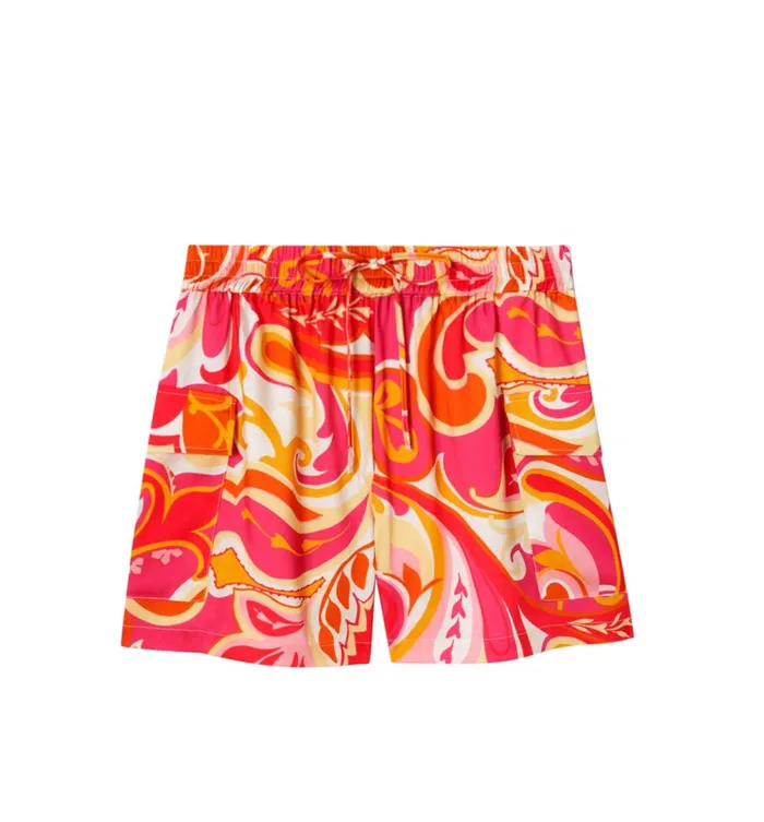 Women Patterned Satin Cargo Shorts 8211 Imprime Rose Promod Shorts Women Patterned Satin Cargo Shorts 8211 Imprime Rose Promod Shorts