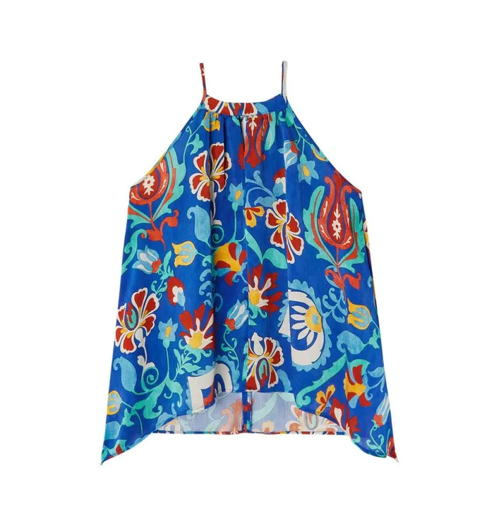 Women Patterned Scarf Top 8211 Blue Print Promod Tops Women Patterned Scarf Top 8211 Blue Print Promod Tops
