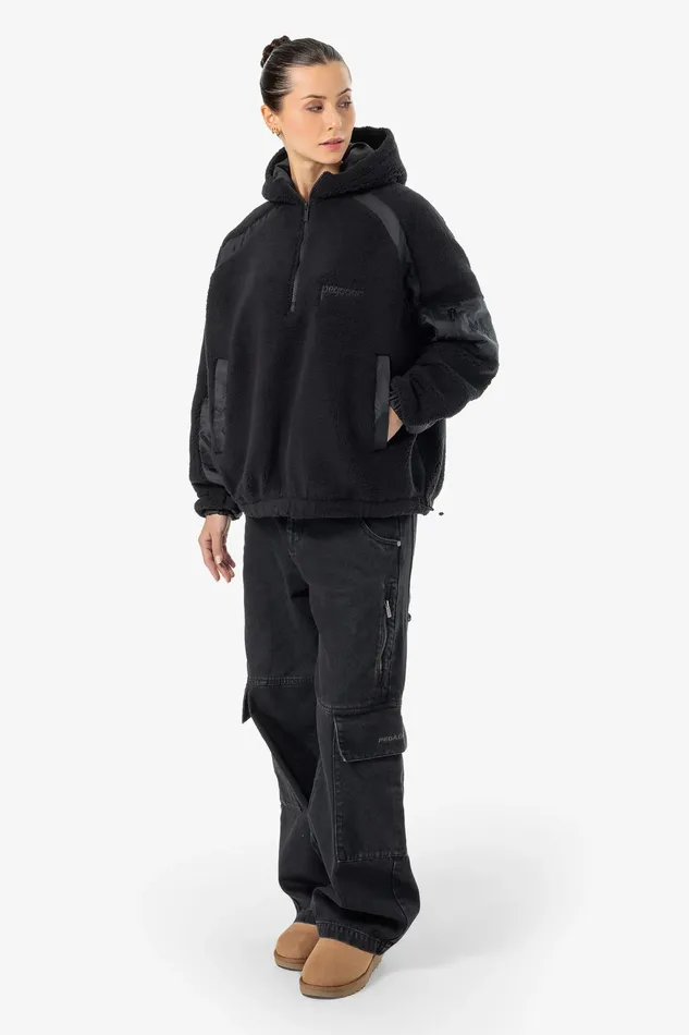 Women Pegador Hoodies Bonny Teddy Fabric Mix Halfzip Black Women Pegador Hoodies Bonny Teddy Fabric Mix Halfzip Black