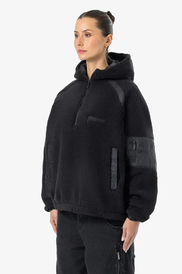 Women Pegador Hoodies Bonny Teddy Fabric Mix Halfzip Black Women Pegador Hoodies Bonny Teddy Fabric Mix Halfzip Black