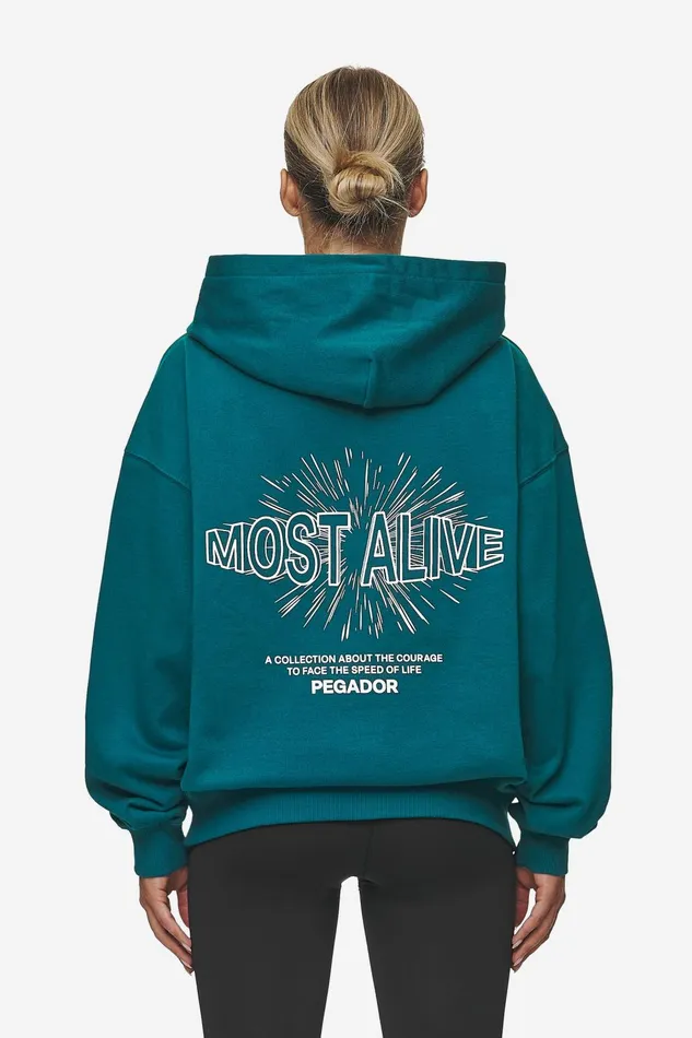 Women Pegador Hoodies Nisa Oversized Hoodie Washed Urban Turquoise