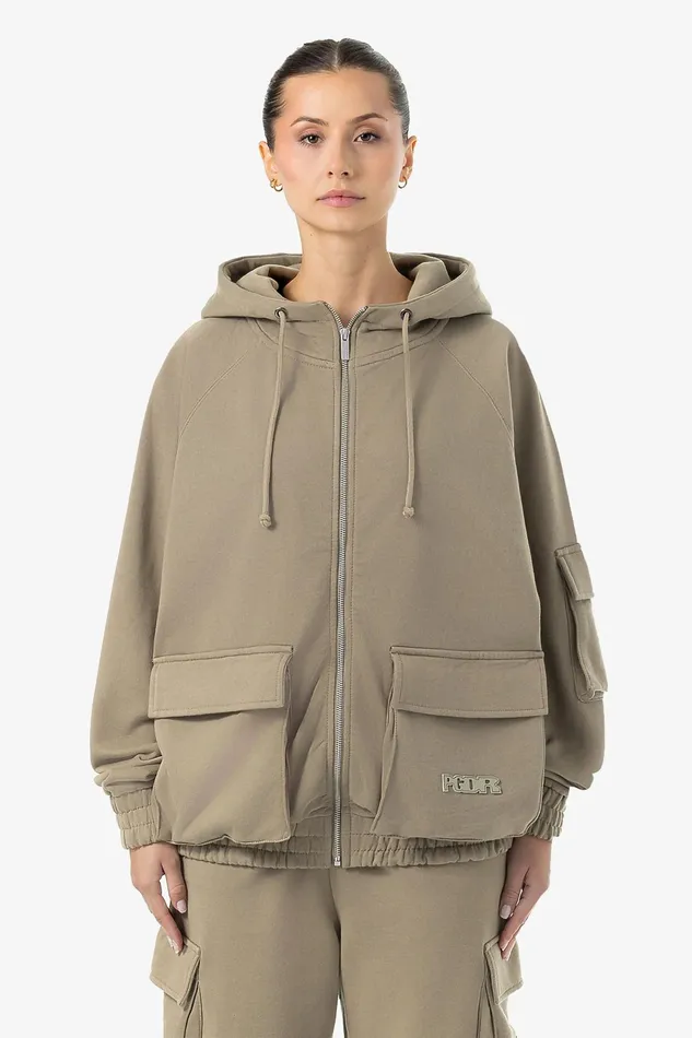 Women Pegador Hoodies Nona Oversized Sweat Jacket Washed Desert Taupe