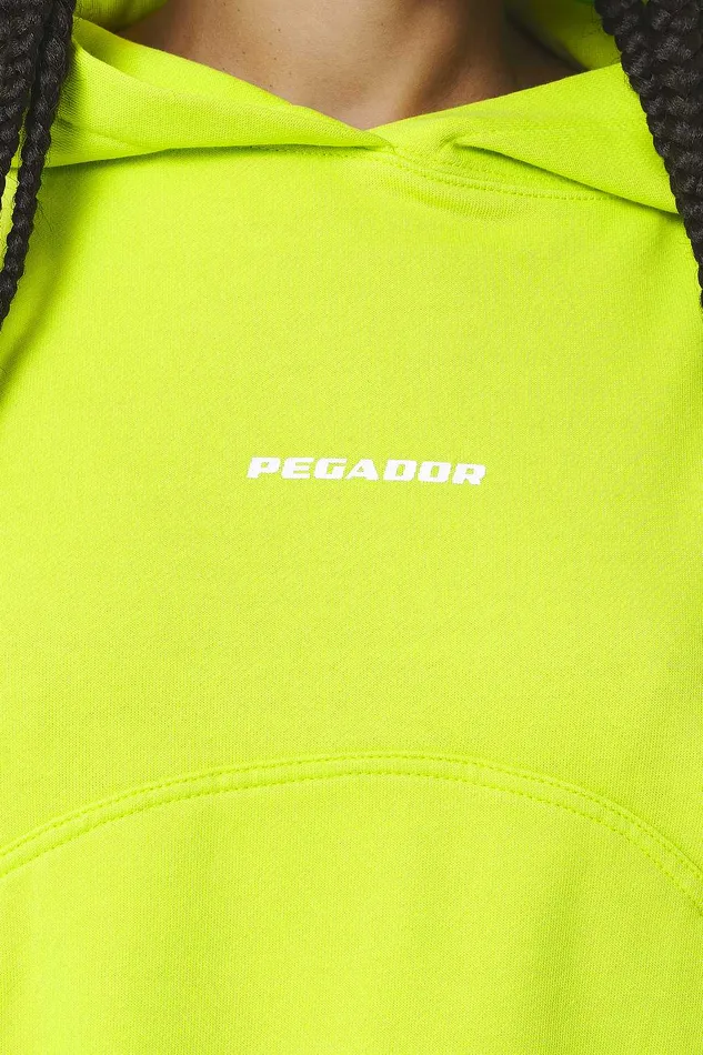 Women Pegador Hoodies Skei Logo Oversized Cropped Hoodie Washed Lime Yellow Women Pegador Hoodies Skei Logo Oversized Cropped Hoodie Washed Lime Yellow