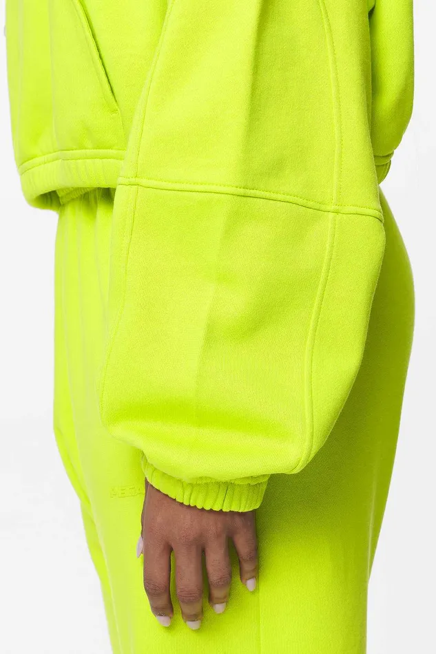 Women Pegador Hoodies Skei Logo Oversized Cropped Hoodie Washed Lime Yellow Women Pegador Hoodies Skei Logo Oversized Cropped Hoodie Washed Lime Yellow