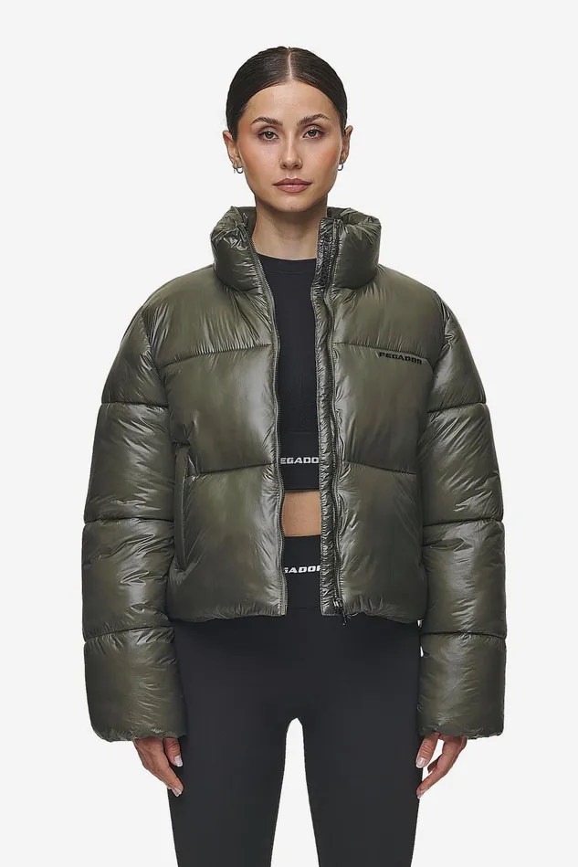 Women Pegador Jacken Georgia Light Glossy Puffer Jacket Mud Olive