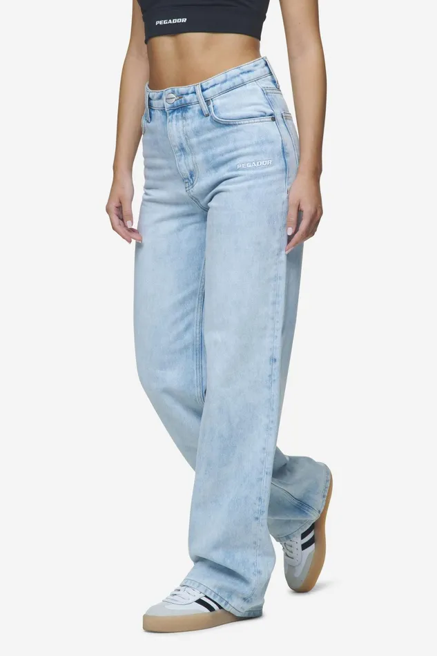 Women Pegador Jeans Lora Wide Leg Jeans Washed Light Blue Women Pegador Jeans Lora Wide Leg Jeans Washed Light Blue