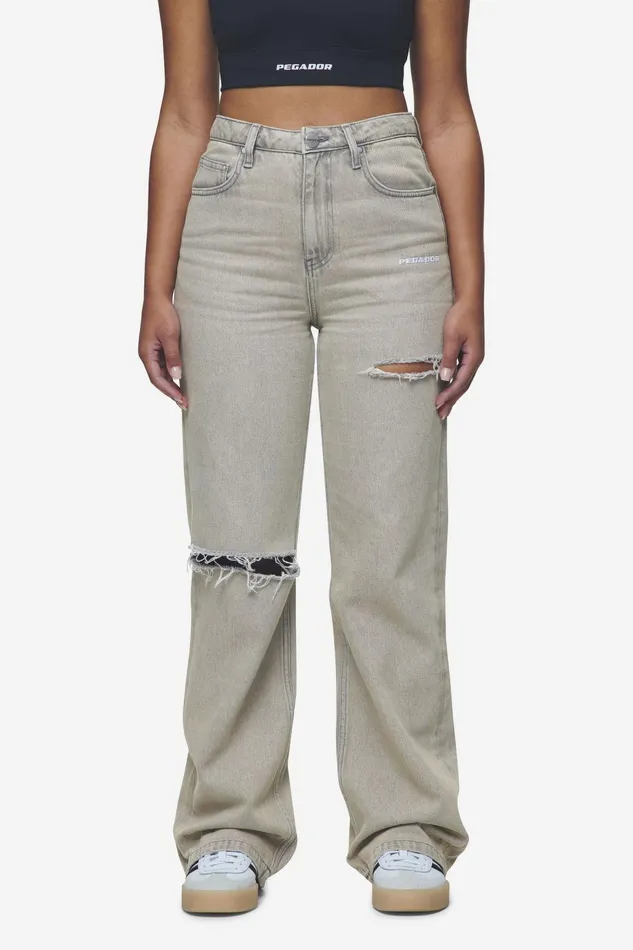 Women Pegador Jeans Romani Destroyed High Waist Jeans Washed Coast Sand
