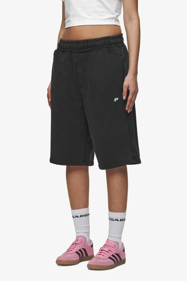 Women Pegador Shorts Leono Overknee Heavy Sweat Shorts Vintage Black Gum