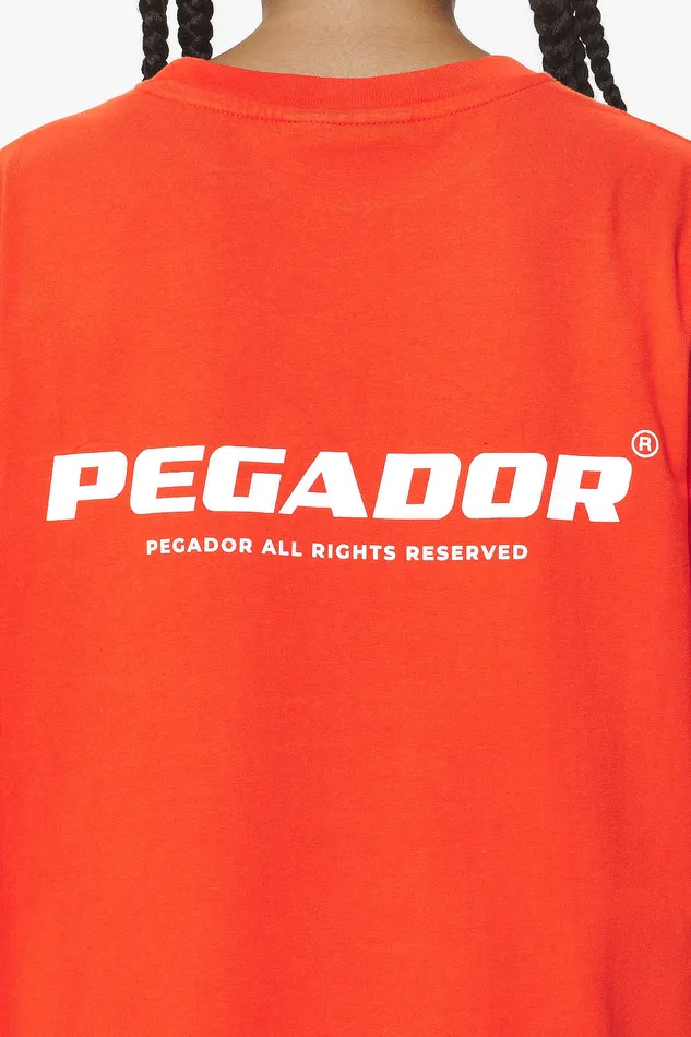 Women Pegador Tees Arendal Logo Heavy Oversized Tee Washed Signal Red Women Pegador Tees Arendal Logo Heavy Oversized Tee Washed Signal Red