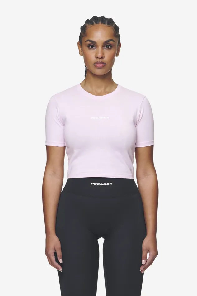 Women Pegador Tees Ines Cropped Baby Tee Washed Bubblegum White Gum