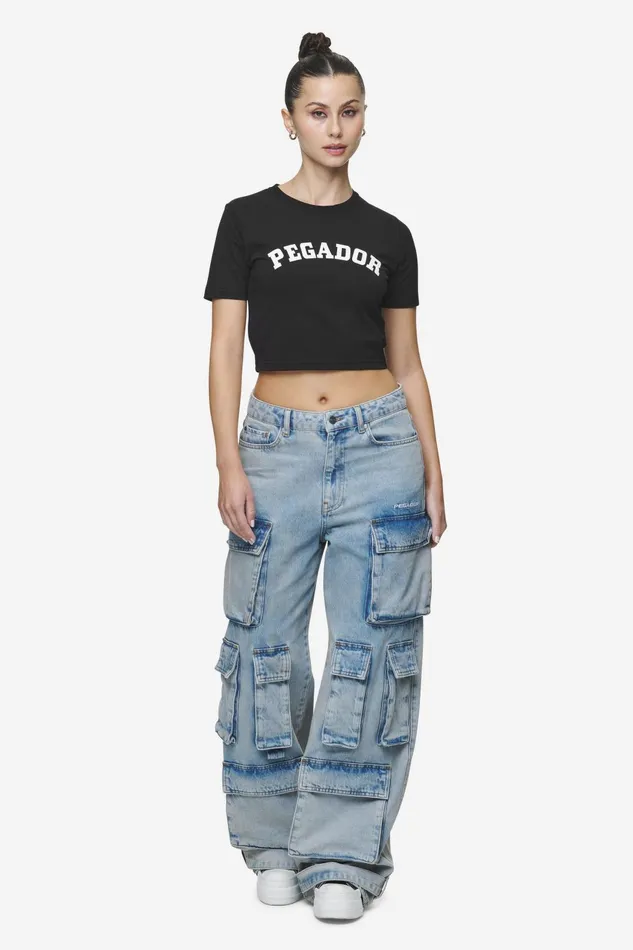Women Pegador Tees Jenna Cropped Baby Tee Black Women Pegador Tees Jenna Cropped Baby Tee Black