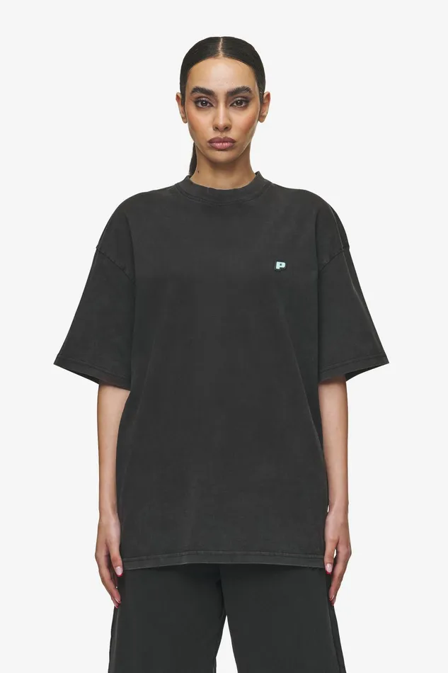 Women Pegador Tees Leono Boxy Tee Vintage Black Sky Blue Gum