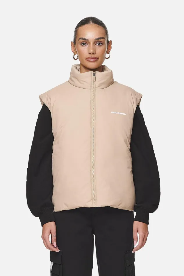 Women Pegador Westen Wilton Cropped Oversized VestSafari Sand Women Pegador Westen Wilton Cropped Oversized VestSafari Sand