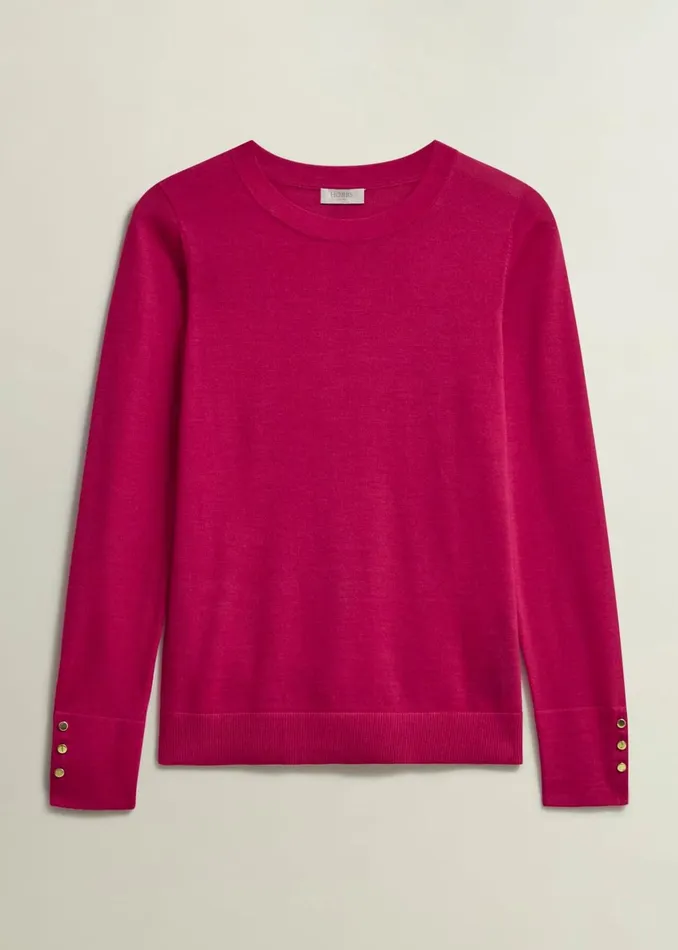 Women Penny Merino Wool Jumper Cranberry Pink Hobbs Jumpers and Cardigans