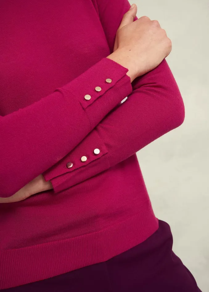 Women Penny Merino Wool Jumper Cranberry Pink Hobbs Jumpers and Cardigans