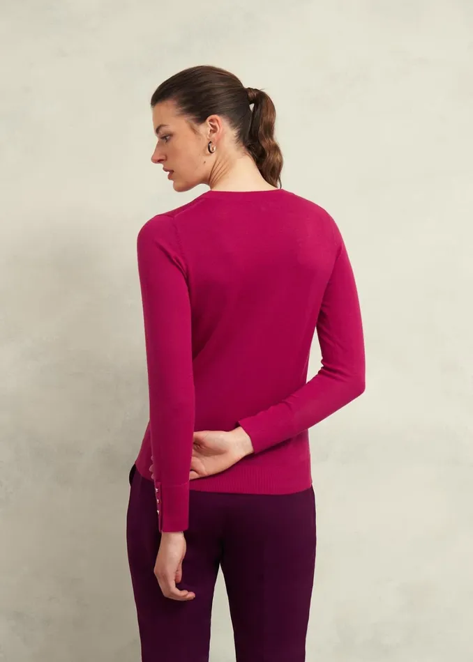 Women Penny Merino Wool Jumper Cranberry Pink Hobbs Jumpers and Cardigans