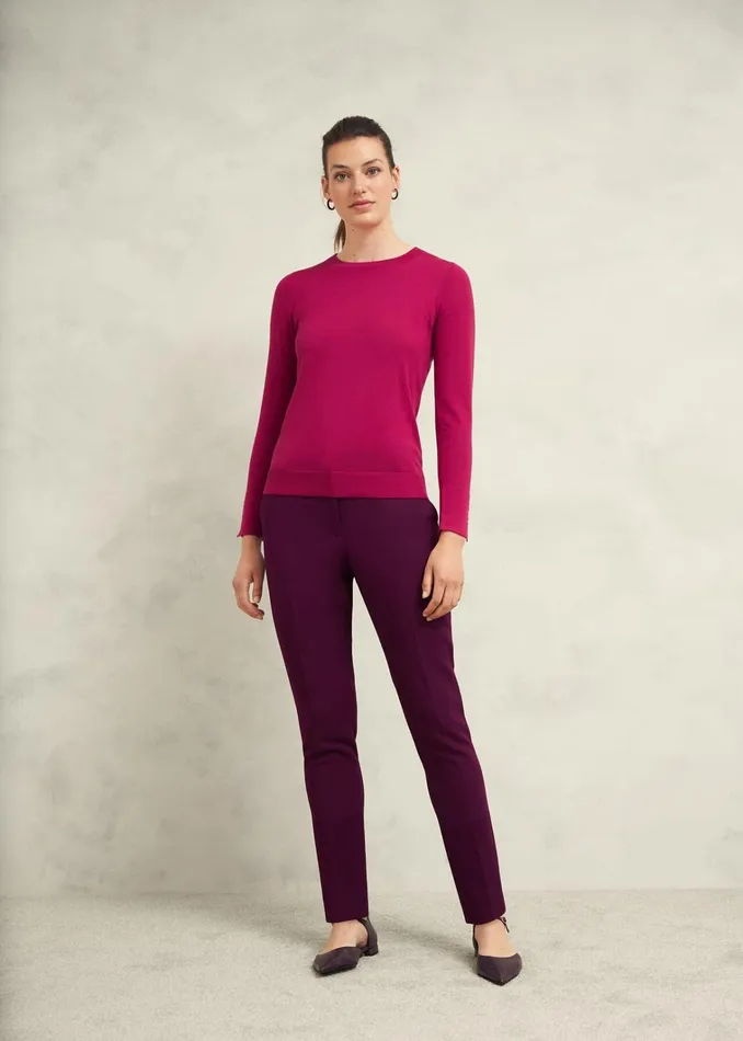 Women Penny Merino Wool Jumper Cranberry Pink Hobbs Jumpers and Cardigans