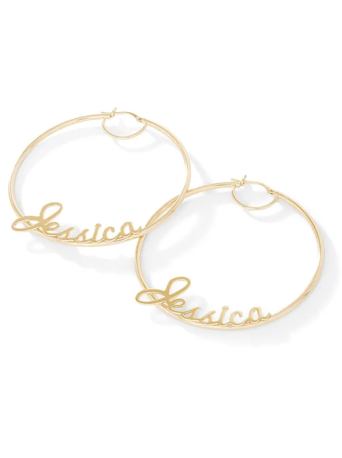 Women Personalized Hoop Earrings In 18K Gold Jessica Simpson Earrings