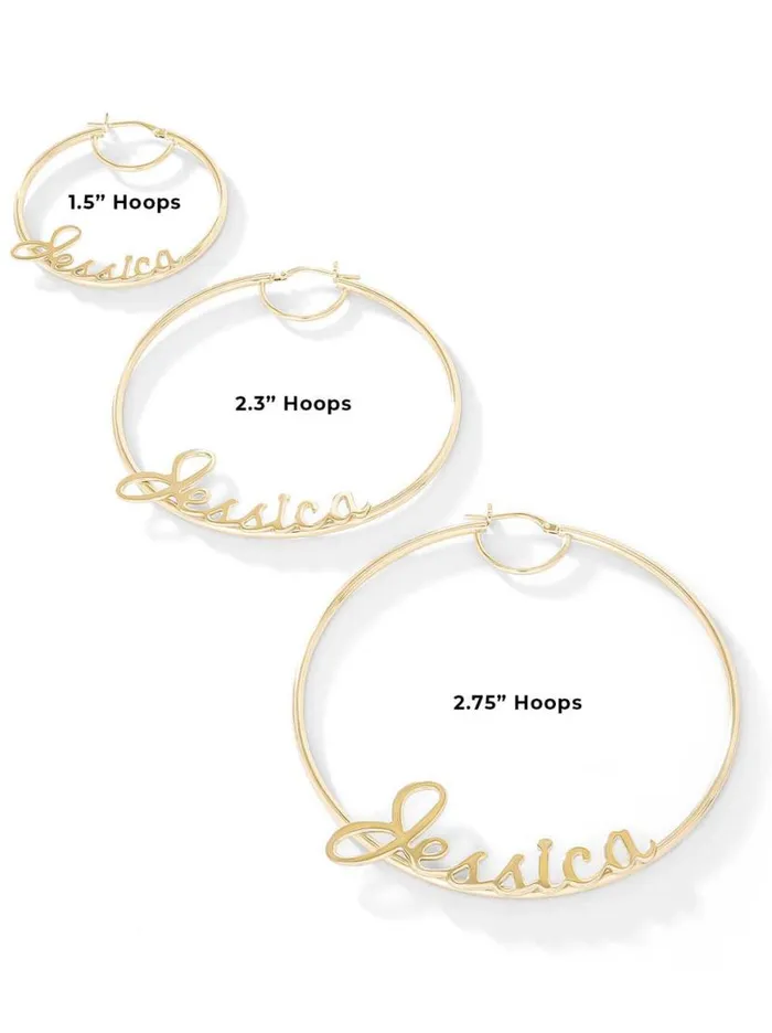 Women Personalized Hoop Earrings In 18K Gold Jessica Simpson Earrings