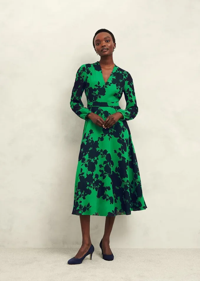 Women Petite Aurora Dress Navy Green Hobbs Dresses and Jumpsuits
