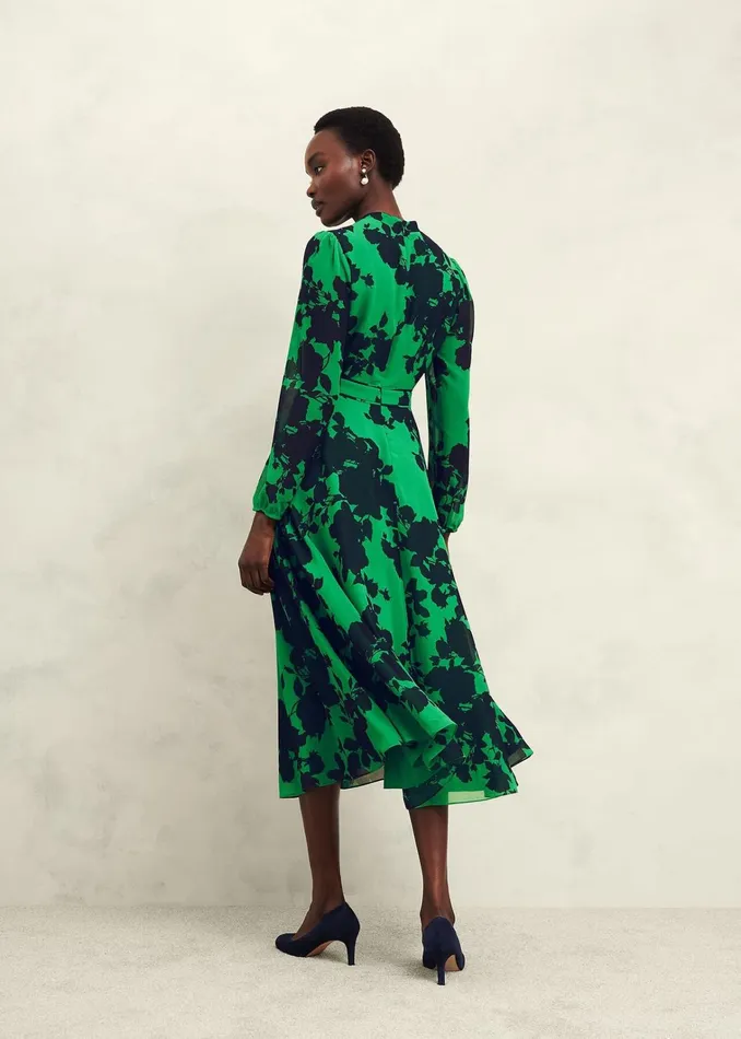 Women Petite Aurora Dress Navy Green Hobbs Dresses and Jumpsuits