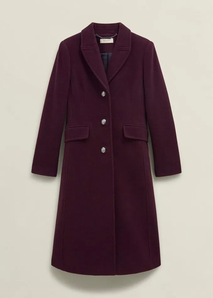 Women Petite Edwina Wool Blend Coat Wine Hobbs Coats and Jackets