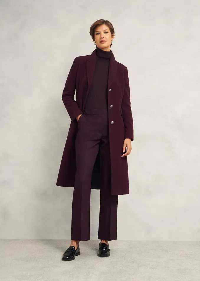 Women Petite Edwina Wool Blend Coat Wine Hobbs Coats and Jackets