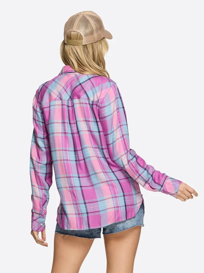 Women Petunia Shirt In Radiant Orchid Plaid Jessica Simpson Denim