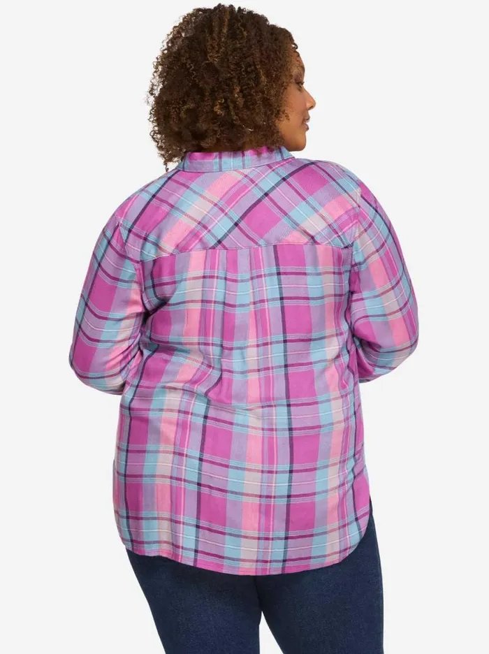 Women Petunia Shirt In Radiant Orchid Plaid Jessica Simpson Denim