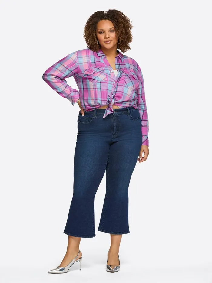 Women Petunia Shirt In Radiant Orchid Plaid Jessica Simpson Denim