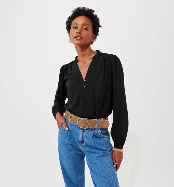 Women Plain Blouse 8211 Black Promod Shirts And Tunics