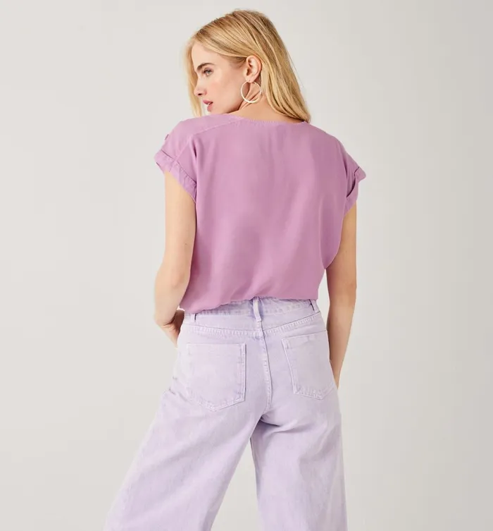 Women Plain Lyocell Top 8211 Lilac Promod Tops Women Plain Lyocell Top 8211 Lilac Promod Tops