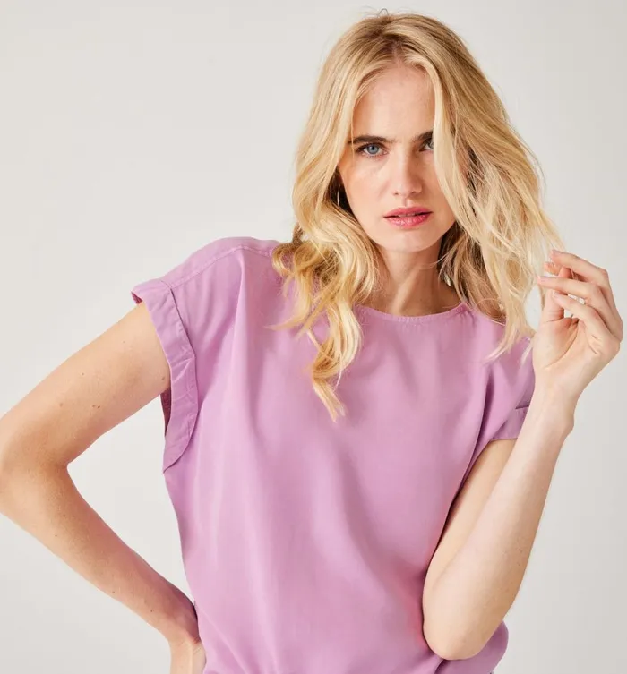 Women Plain Lyocell Top 8211 Lilac Promod Tops Women Plain Lyocell Top 8211 Lilac Promod Tops