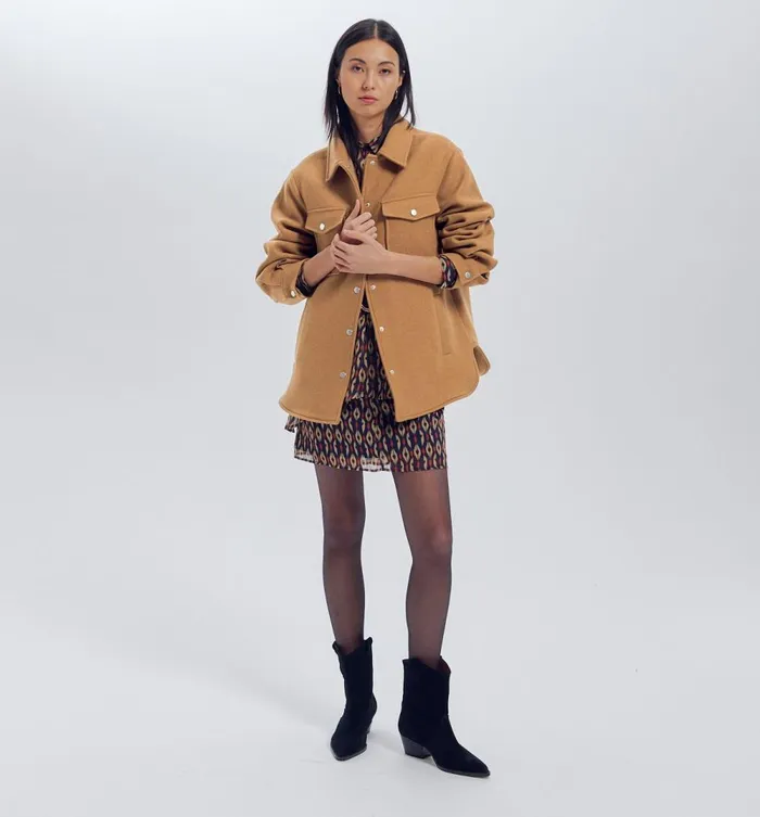 Women Plain Overshirt Jacket 8211 Camel Promod Coats