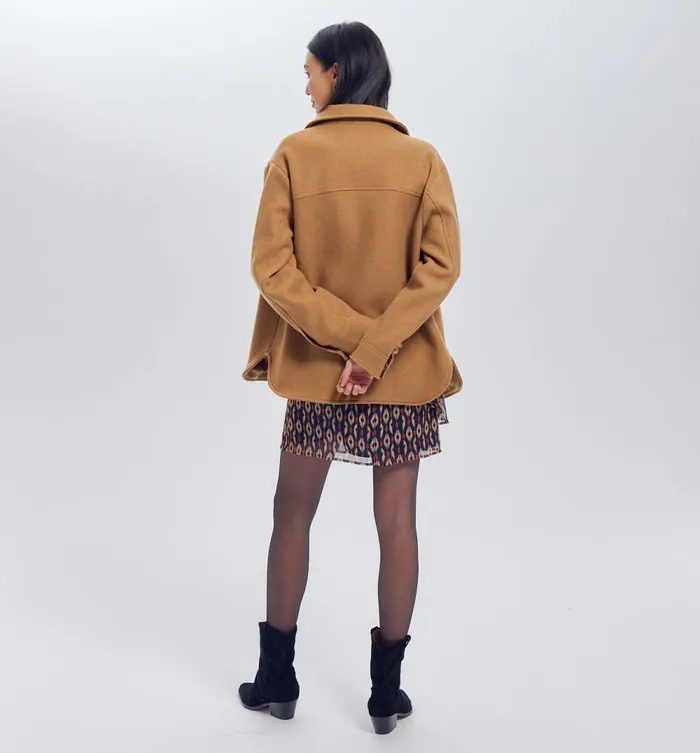Women Plain Overshirt Jacket 8211 Camel Promod Coats Women Plain Overshirt Jacket 8211 Camel Promod Coats