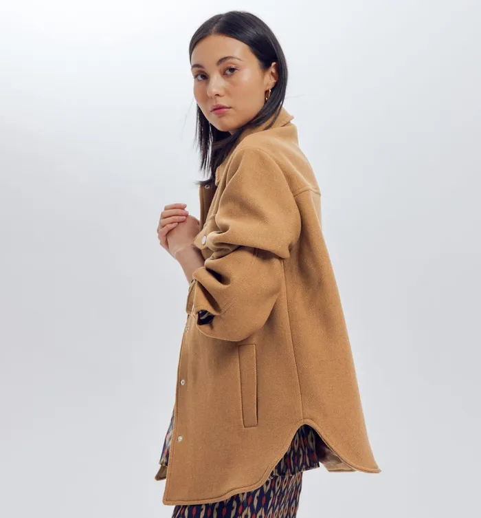 Women Plain Overshirt Jacket 8211 Camel Promod Coats Women Plain Overshirt Jacket 8211 Camel Promod Coats