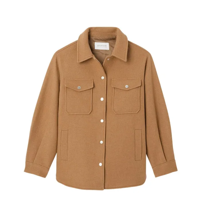 Women Plain Overshirt Jacket 8211 Camel Promod Coats Women Plain Overshirt Jacket 8211 Camel Promod Coats