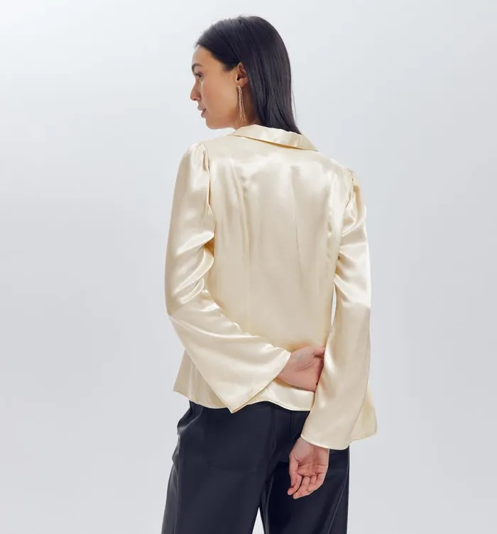 Women Plain Satin Blouse 8211 Beige Promod Shirts And Tunics Women Plain Satin Blouse 8211 Beige Promod Shirts And Tunics