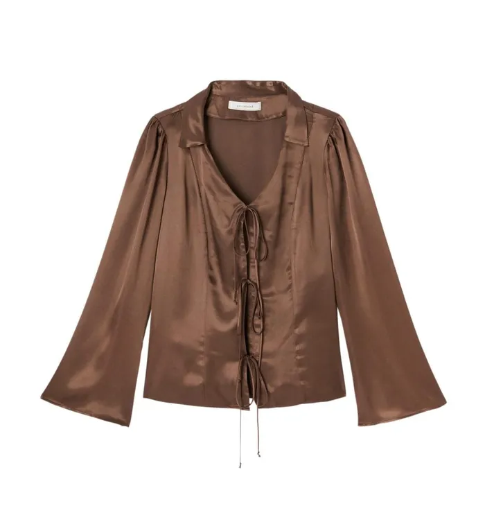 Women Plain Satin Blouse 8211 Soft Chestnut Promod Shirts And Tunics Women Plain Satin Blouse 8211 Soft Chestnut Promod Shirts And Tunics