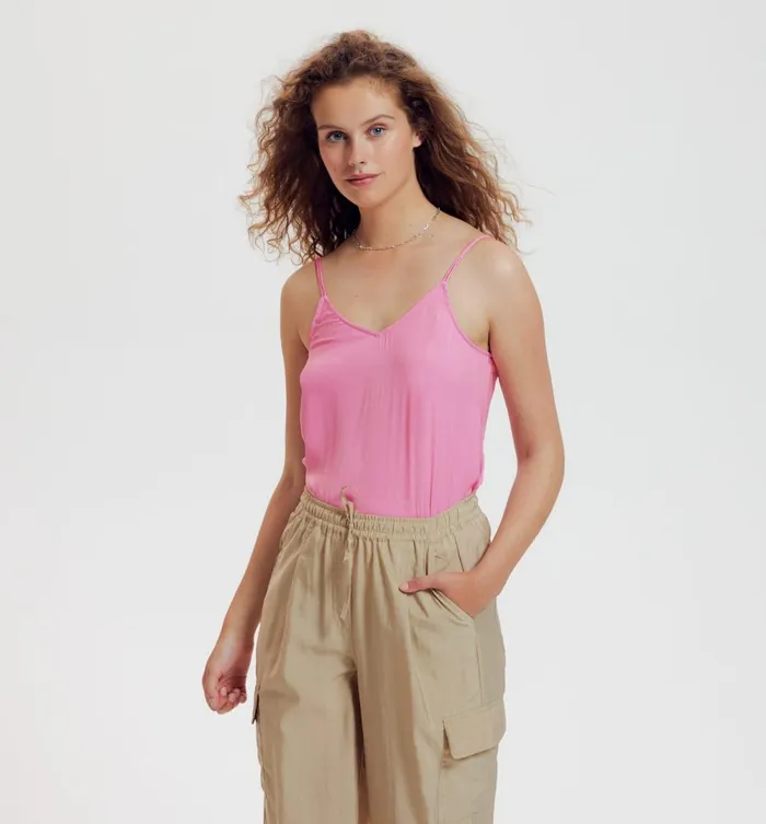 Women Plain Satin Top 8211 Pink Promod Tops Women Plain Satin Top 8211 Pink Promod Tops