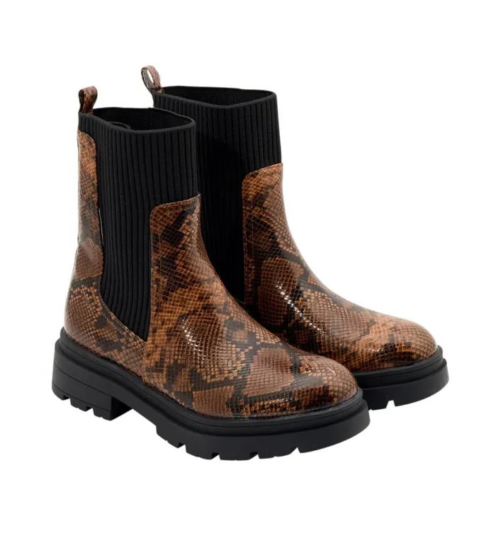 Women Platform Python Boots 8211 Multicolour Print Promod Shoes