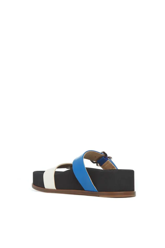 Women Platforms Gabriela Hearst Wren Flat Sandal In Sapphire and Ivory Leather