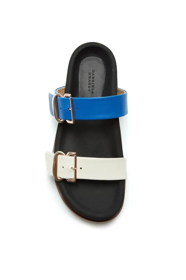 Women Platforms Gabriela Hearst Wren Flat Sandal In Sapphire and Ivory Leather