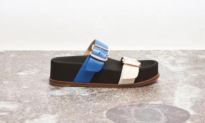 Women Platforms Gabriela Hearst Wren Flat Sandal In Sapphire and Ivory Leather