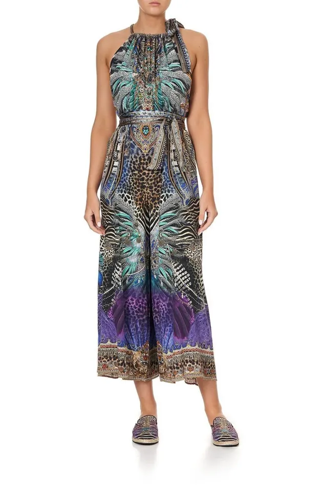 Women Playsuits and Jumpsuits Camilla Drawstring Neck Jumpsuit Animal Army