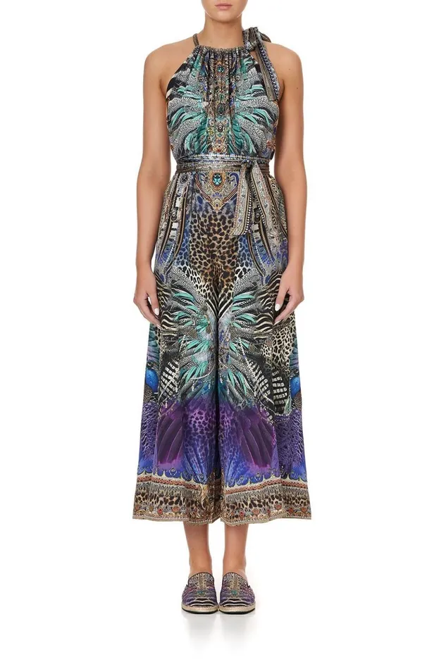 Women Playsuits and Jumpsuits Camilla Drawstring Neck Jumpsuit Animal Army