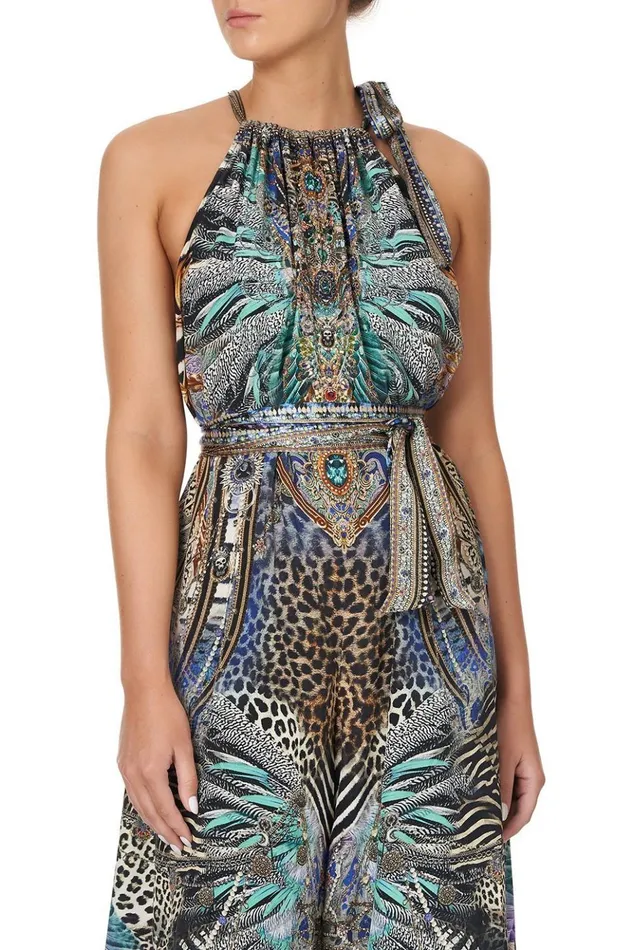 Women Playsuits and Jumpsuits Camilla Drawstring Neck Jumpsuit Animal Army