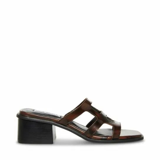 Women PRINCESS BROWN LEATHER Brown Leather Steve Madden Heels