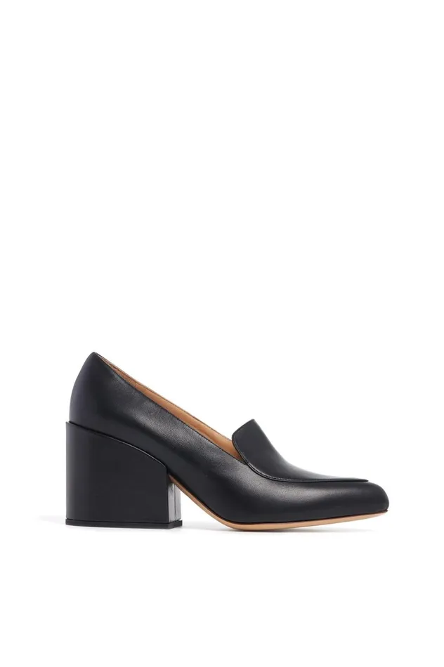 Women Pumps Gabriela Hearst Adrian Block Heel Loafer In Black Nappa Leather